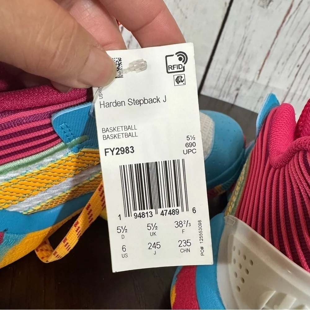 ADIDAS JAMES HARDEN STEPBACK Kids Colorful Athletic Shoes Limited Edition 6Y NWT